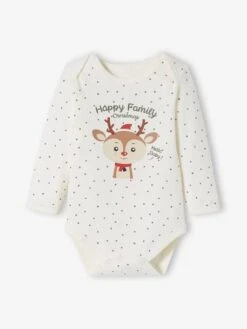 Long Sleeve Christmas Bodysuit For Babies, Family Capsule Collection - Ecru -PETIT BATEAU Sales Store long sleeve christmas bodysuit for babies family capsule collection 5