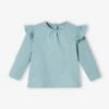 Long Sleeve Frilly Top For Babies - Green Medium All Over Printed -PETIT BATEAU Sales Store long sleeve frilly top for babies