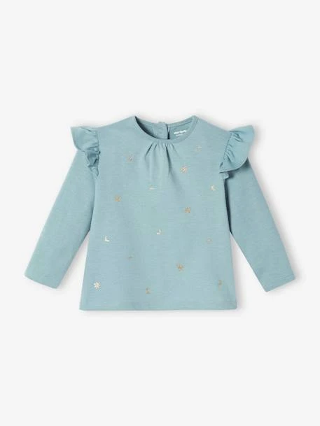 Long Sleeve Frilly Top For Babies - Green Medium All Over Printed 3 Long Sleeve Frilly Top For Babies - Green Medium All Over Printed
