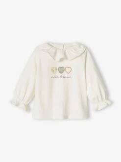 Long Sleeve Hearts Top For Babies - Ecru