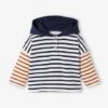 Long Sleeve Hoodie For Babies - White Light Striped