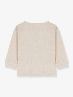 Long Sleeve Organic Cotton Top For Babies, By Petit Bateau - Marl Beige -PETIT BATEAU Sales Store long sleeve organic cotton top for babies by petit bateau 2