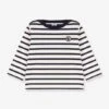 Long Sleeve Striped Jumper In Organic Cotton For Babies, By PETIT BATEAU - White Medium Striped
