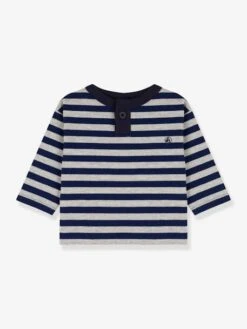 Long Sleeve Top In Cotton For Babies - PETIT BATEAU - Blue