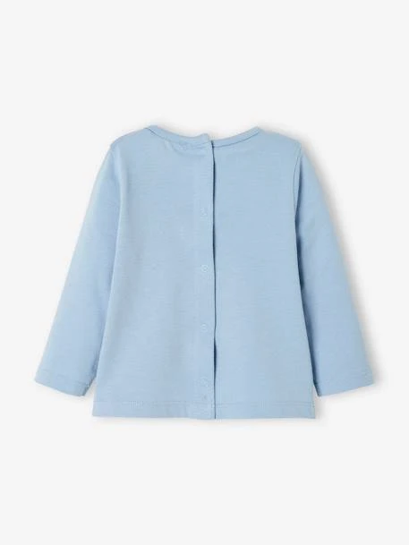 Long Sleeve Top With Message, For Babies - Blue Light Solid With Design 6 Long Sleeve Top With Message, For Babies - Blue Light Solid With Design - Image 4