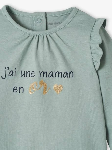 Long Sleeve Top With Ruffles, For Babies - White Medium Solid With Design 4 Long Sleeve Top With Ruffles, For Babies - White Medium Solid With Design - Image 2