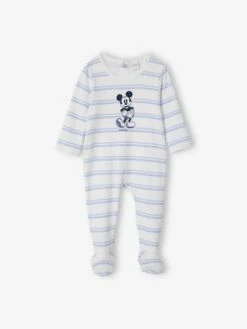 Mickey Mouse Sleepsuit For Babies, By Disney® - Blue Light Striped