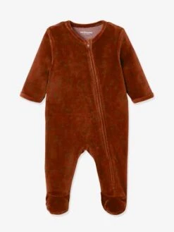 "Mini Bear" Velour Sleepsuit For Babies - Brown -PETIT BATEAU Sales Store mini bear velour sleepsuit for babies 2
