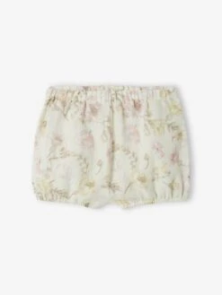 Occasion Wear Shorts In Cotton Gauze For Babies - Ecru