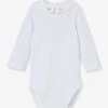 Organic Cotton Bodysuit With Embroidered Collar For Babies, By CYRILLUS - White -PETIT BATEAU Sales Store organic cotton bodysuit with embroidered collar for babies by cyrillus