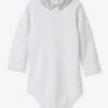 Organic Cotton Bodysuit With Small Square Collar For Babies, By CYRILLUS - White