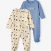 Pack Of 2 Adventure Sleepsuits In Interlock Fabric For Baby Boys - Chambray Blue -PETIT BATEAU Sales Store pack of 2 adventure sleepsuits in interlock fabric for baby boys