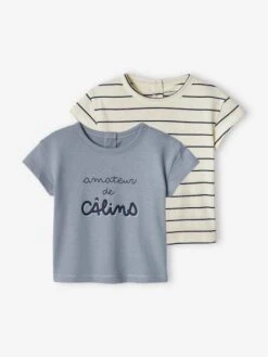 Pack Of 2 Basic T-Shirts For Babies - Taupe -PETIT BATEAU Sales Store pack of 2 basic t shirts for babies 27