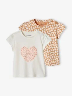 Pack Of 2 Basic T-Shirts For Babies - Old Rose
