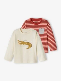 Pack Of 2 Basic Tops With Animal Motif & Stripes For Babies - Bronze 19 Pack Of 2 Basic Tops With Animal Motif & Stripes For Babies - Bronze -PETIT BATEAU Sales Store pack of 2 basic tops with animal motif stripes for babies 17