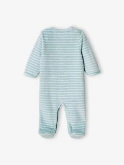Pack Of 2 Boat Sleepsuits In Velour For Baby Boys - Sky Blue -PETIT BATEAU Sales Store pack of 2 boat sleepsuits in velour for baby boys 3