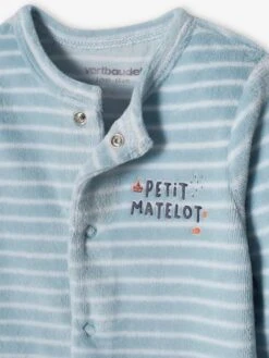 Pack Of 2 Boat Sleepsuits In Velour For Baby Boys - Sky Blue -PETIT BATEAU Sales Store pack of 2 boat sleepsuits in velour for baby boys 4