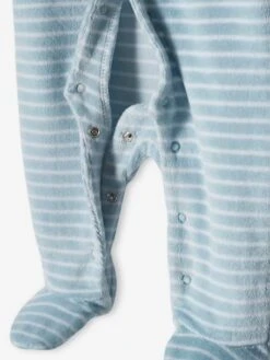 Pack Of 2 Boat Sleepsuits In Velour For Baby Boys - Sky Blue -PETIT BATEAU Sales Store pack of 2 boat sleepsuits in velour for baby boys 5