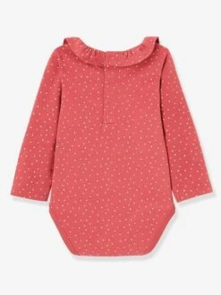 Pack Of 2 Bodysuits For Babies, Peter Pan Collar, Long Sleeves - Dark Pink/print -PETIT BATEAU Sales Store pack of 2 bodysuits for babies peter pan collar long sleeves 3