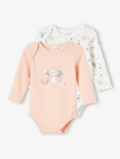 Pack Of 2 Bodysuits, Marie Of The Aristocats By Disney®, For Babies - Pink Light Solid With Design