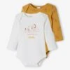 Pack Of 2 Bodysuits, The Lion King By Disney®, For Babies - Yellow Dark Solid With Design -PETIT BATEAU Sales Store pack of 2 bodysuits the lion king by disney for babies