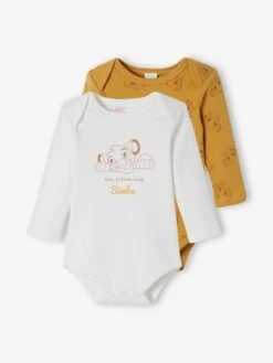Pack Of 2 Bodysuits, The Lion King By Disney®, For Babies - Yellow Dark Solid With Design