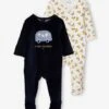 Pack Of 2 "Car Ride" Sleepsuits In Velour, For Baby Boys, Oeko Tex® - Blue Dark Two Color/multicol -PETIT BATEAU Sales Store pack of 2 car ride sleepsuits in velour for baby boys oeko tex