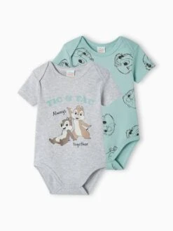 Pack Of 2 Chip 'n' Dale Bodysuits For Baby Boys By Disney® - Sage Green