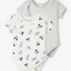 Mickey Mouse Pack Of 2 Disney® Mickey & Friends Bodysuits For Babies - White Light Solid With Design -PETIT BATEAU Sales Store pack of 2 disney mickey friends bodysuits for babies