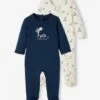 Pack Of 2 Fleece Sleepsuits For Babies - Blue Dark Two Color/multicol -PETIT BATEAU Sales Store pack of 2 fleece sleepsuits for babies