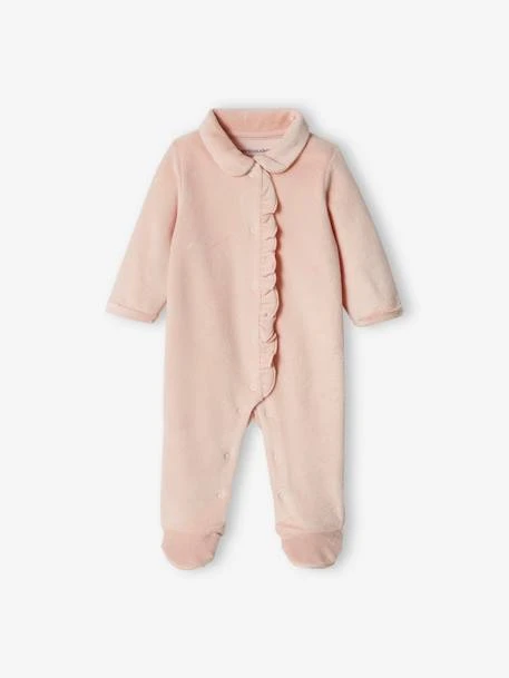 Pack Of 2 Heart Sleepsuits In Velour For Baby Girls - Pale Pink 5 Pack Of 2 Heart Sleepsuits In Velour For Baby Girls - Pale Pink - Image 3