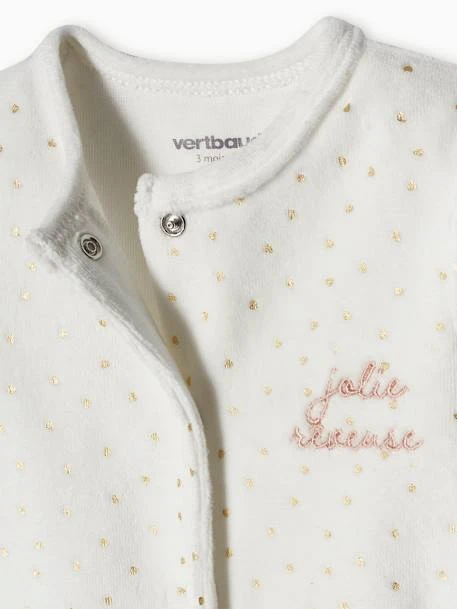 Pack Of 2 Heart Sleepsuits In Velour For Baby Girls - Pale Pink 7 Pack Of 2 Heart Sleepsuits In Velour For Baby Girls - Pale Pink - Image 5