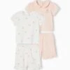 Pack Of 2 Honeycomb Pyjamas For Babies - Pale Pink -PETIT BATEAU Sales Store pack of 2 honeycomb pyjamas for babies