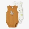 Pack Of 2 Lion King Bodysuits By Disney®, For Babies - Caramel -PETIT BATEAU Sales Store pack of 2 lion king bodysuits by disney for babies