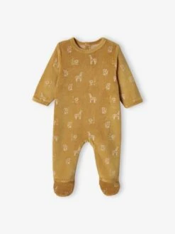 Pack Of 2 Lion Sleepsuits In Velour For Baby Boys - Mustard -PETIT BATEAU Sales Store pack of 2 lion sleepsuits in velour for baby boys 2