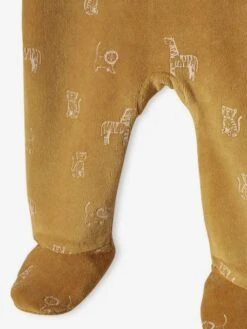 Pack Of 2 Lion Sleepsuits In Velour For Baby Boys - Mustard -PETIT BATEAU Sales Store pack of 2 lion sleepsuits in velour for baby boys 6