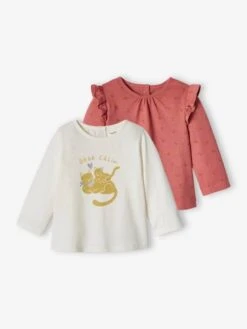 Pack Of 2 Long Sleeve Basic Tops For Babies - Ecru