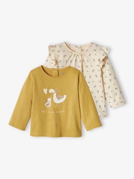 Pack Of 2 Long Sleeve Basic Tops For Babies - Pale Yellow 10 Pack Of 2 Long Sleeve Basic Tops For Babies - Pale Yellow - Image 8