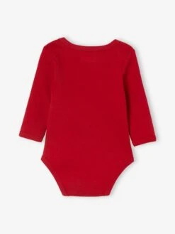 Pack Of 2 Long Sleeve Bodysuits With Cutaway Shoulders, For Babies - Red -PETIT BATEAU Sales Store pack of 2 long sleeve bodysuits with cutaway shoulders for babies 3
