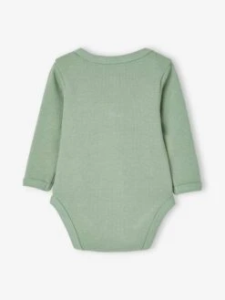 Pack Of 2 Long Sleeve Honeycomb Bodysuits For Babies - Green Medium 2 Color/multicolr -PETIT BATEAU Sales Store pack of 2 long sleeve honeycomb bodysuits for babies 3