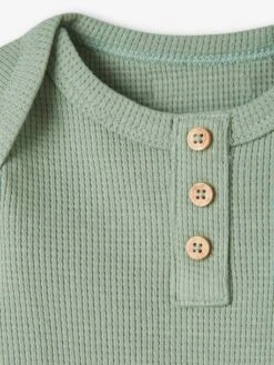 Pack Of 2 Long Sleeve Honeycomb Bodysuits For Babies - Green Medium 2 Color/multicolr -PETIT BATEAU Sales Store pack of 2 long sleeve honeycomb bodysuits for babies 4