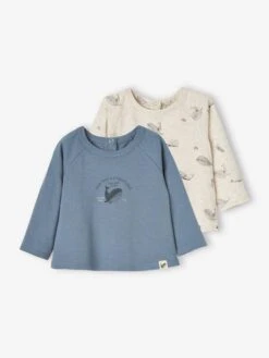 Pack Of 2 Long Sleeve Tops, For Babies - Beige Medium Two Colors/multic