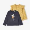 Pack Of 2 Long Sleeve Tops, 'Lovely', For Babies - Blue Medium Two Color/multicol -PETIT BATEAU Sales Store pack of 2 long sleeve tops lovely for babies