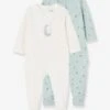 Pack Of 2 "Lovely Nature" Sleepsuits For Babies, In Organic Cotton - Light Green -PETIT BATEAU Sales Store pack of 2 lovely nature sleepsuits for babies in organic cotton