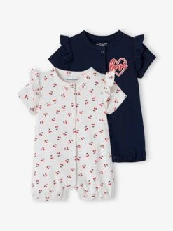 Pack Of 2 Onesies For Baby Girls - Blue Dark Two Color/multicol