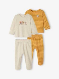 Pack Of 2 Pyjamas In Jersey Knit For Baby Boys - Mustard