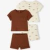 Pack Of 2 Short Pyjamas For Baby Boys - Brown Medium 2 Color/multicol -PETIT BATEAU Sales Store pack of 2 short pyjamas for baby boys