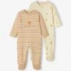 Pack Of 2 Sleepsuits In Interlock Fabric For Baby Boys - Ecru -PETIT BATEAU Sales Store pack of 2 sleepsuits in interlock fabric for baby boys