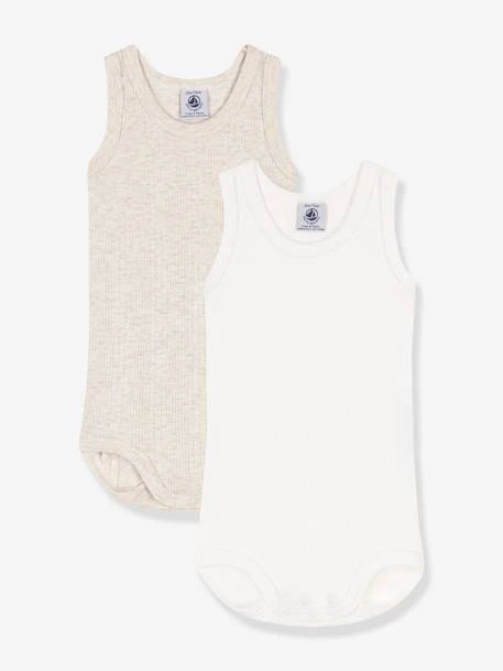 Pack Of 2 Sleeveless Bodysuits In 100% Organic Cotton, By PETIT BATEAU - White 3 Pack Of 2 Sleeveless Bodysuits In 100% Organic Cotton, By PETIT BATEAU - White