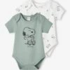 Pack Of 2 Snoopy Peanuts® Bodysuits For Babies - Green Medium Solid With Desig 2 Pack Of 2 Snoopy Peanuts® Bodysuits For Babies - Green Medium Solid With Desig -PETIT BATEAU Sales Store pack of 2 snoopy peanuts bodysuits for babies 5